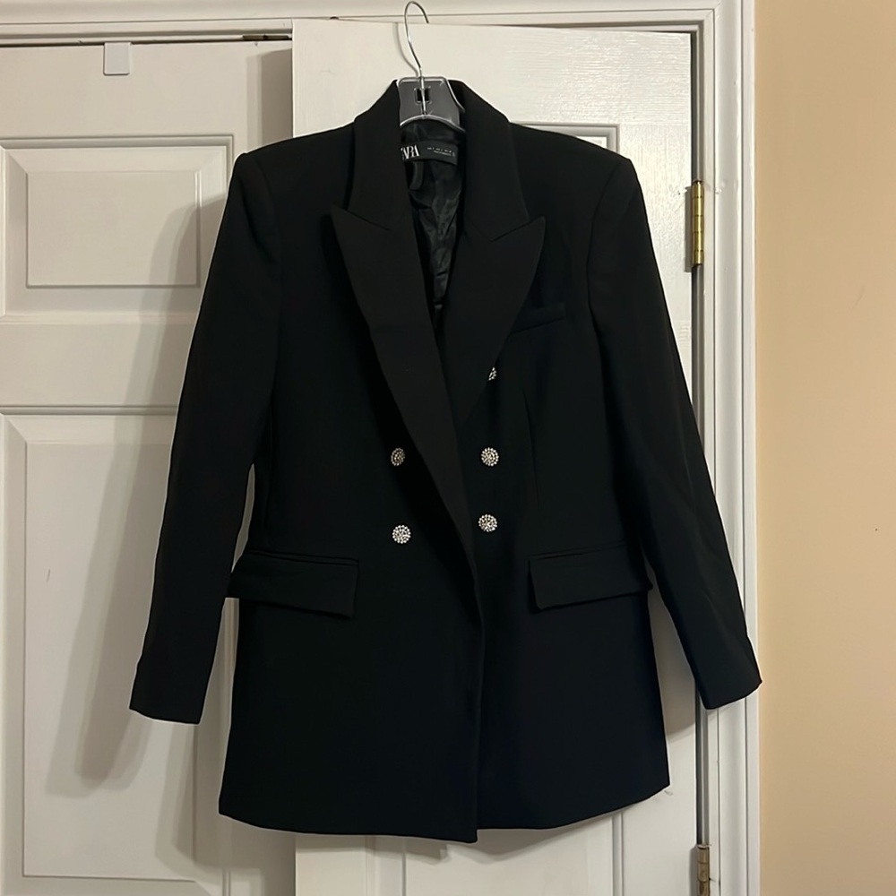 Zara Blazer with Rhinestone Buttons